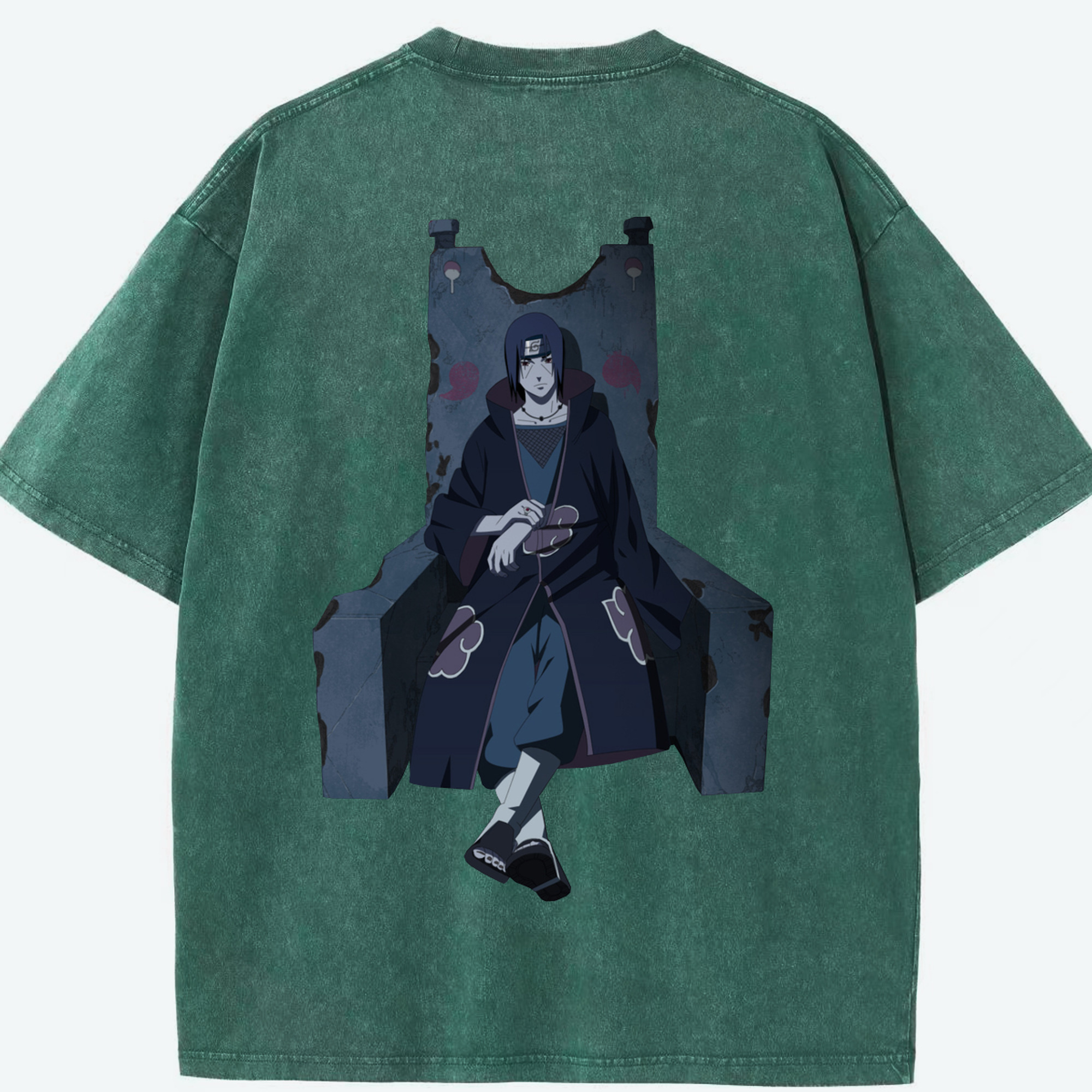 （画像用） NARUTO -ナルト- うちは イタチ Uchiha Itachi 綿100% ヴィンテージ風 半袖Tシャツ（背面プリント）